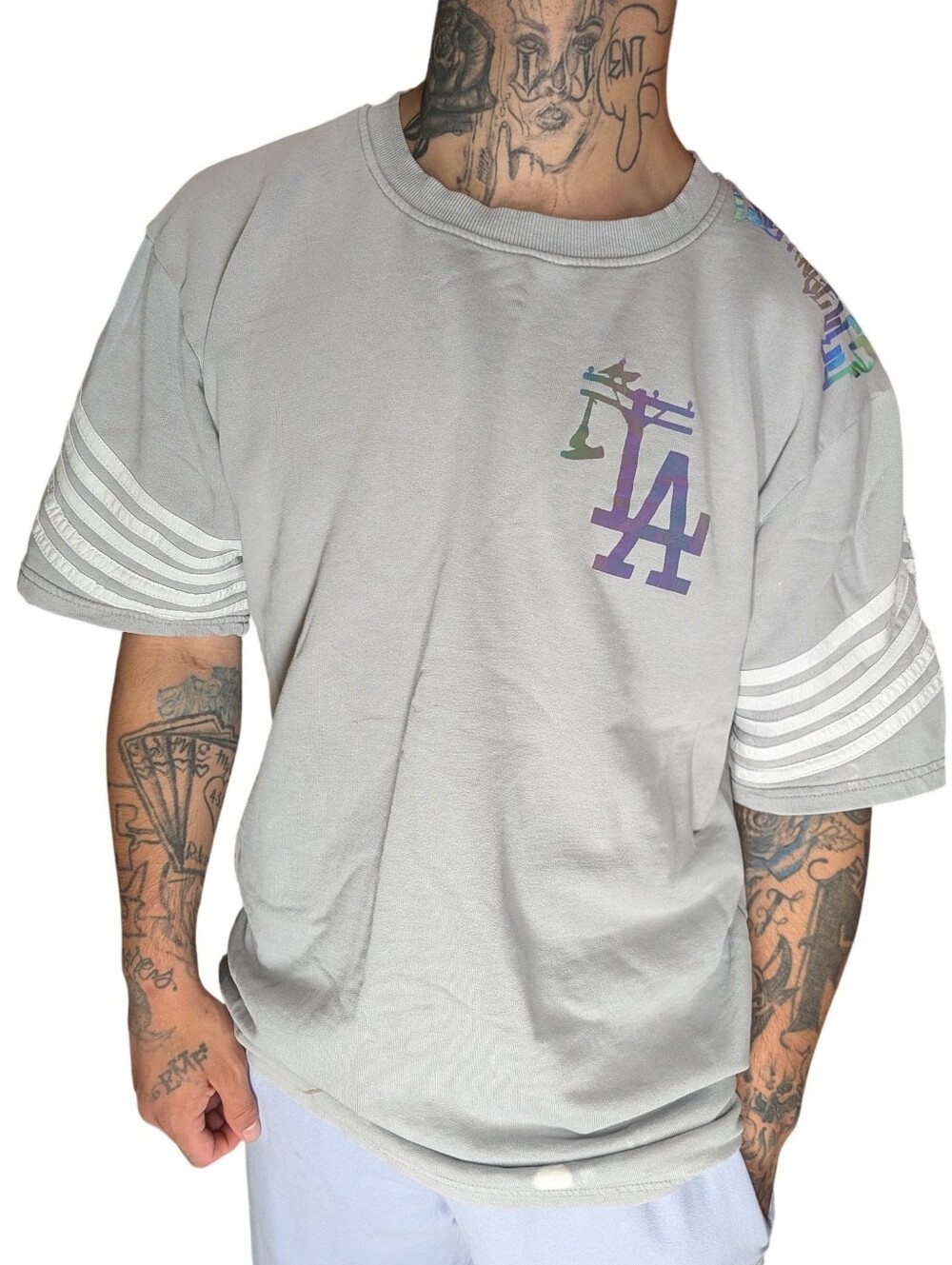 Urban Beast LA Powerline Short Sleeve Sweatshirt Gray Men's XL